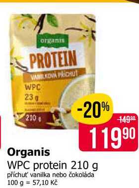 Organis WPC protein 210 g příchuť vanilka nebo čokoláda 