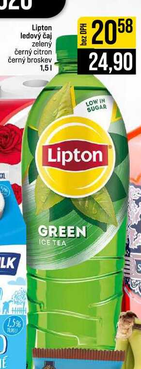 Lipton ledový čaj zelený černý citron černý broskev 1,5l