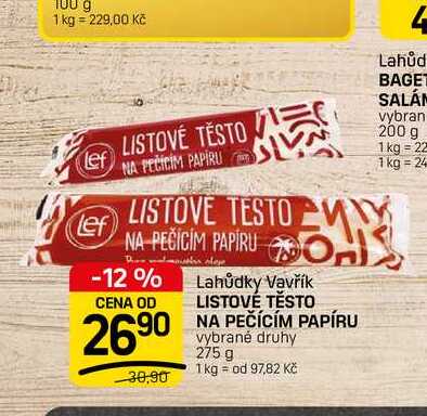 LISTOVÉ TĚSTO NA PEČÍCÍM PAPÍRU vybrané druhy 275 g