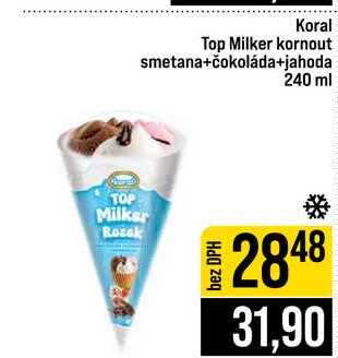 Koral Top Milker kornout smetana+čokoláda+jahoda 240 ml