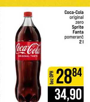 Coca-Cola original zero Sprite Fanta pomeranč 2l