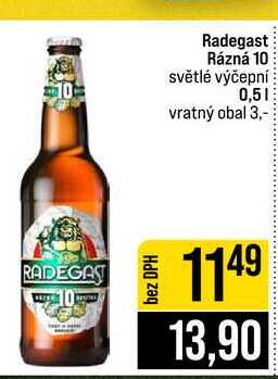Radegast Rázná 10 světlé výčepní 0,5l