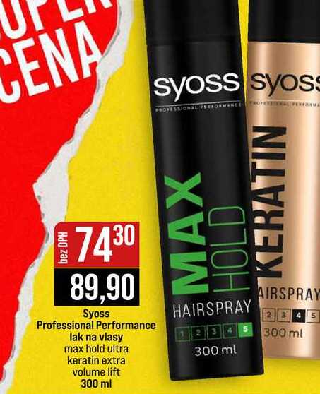 Syoss Professional Performance lak na vlasy max hold ultra keratin extra volume lift 300 ml