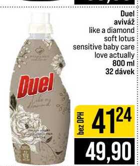 Duel aviváž like a diamond soft lotus sensitive baby care love actually 800 ml 32 dávek