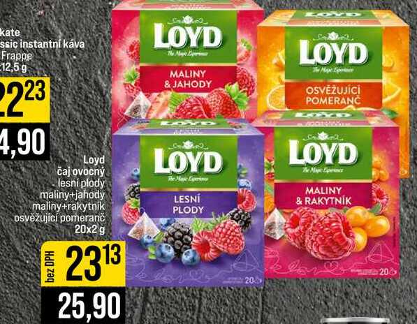 Loyd čaj ovocný lesní plody maliny+jahody maliny+rakytník osvěžující pomeranč 20x2 g 