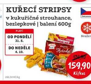 KUŘECÍ STRIPSY v kukuřičné strouhance, bezlepkové balení 600g