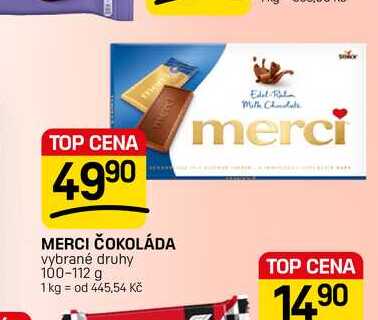 MERCI ČOKOLÁDA vybrané druhy 100-112 g
