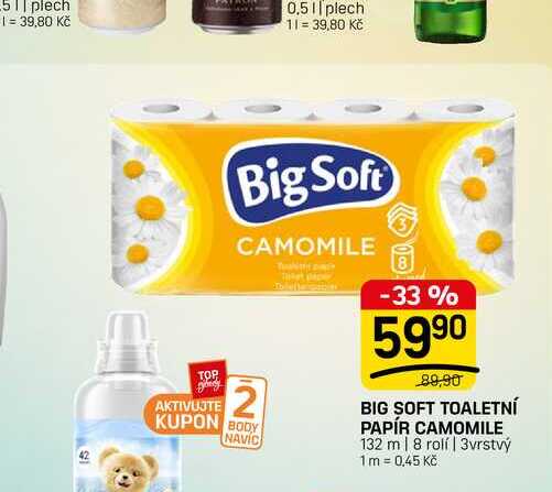 BIG SOFT TOALETNÍ PAPÍR CAMOMILE 132 m 8 rolí | 3vrstvý