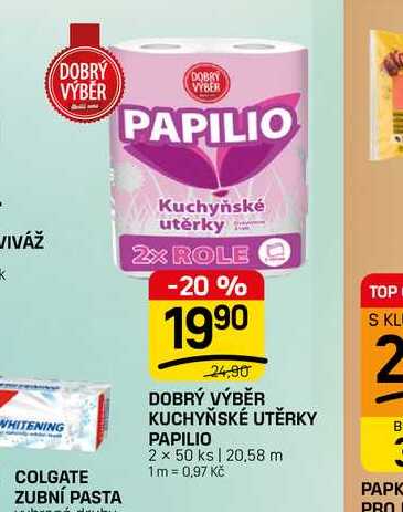 DOBRÝ VÝBĚR KUCHYŇSKÉ UTĚRKY PAPILIO 2 x 50 ks 20,58 m