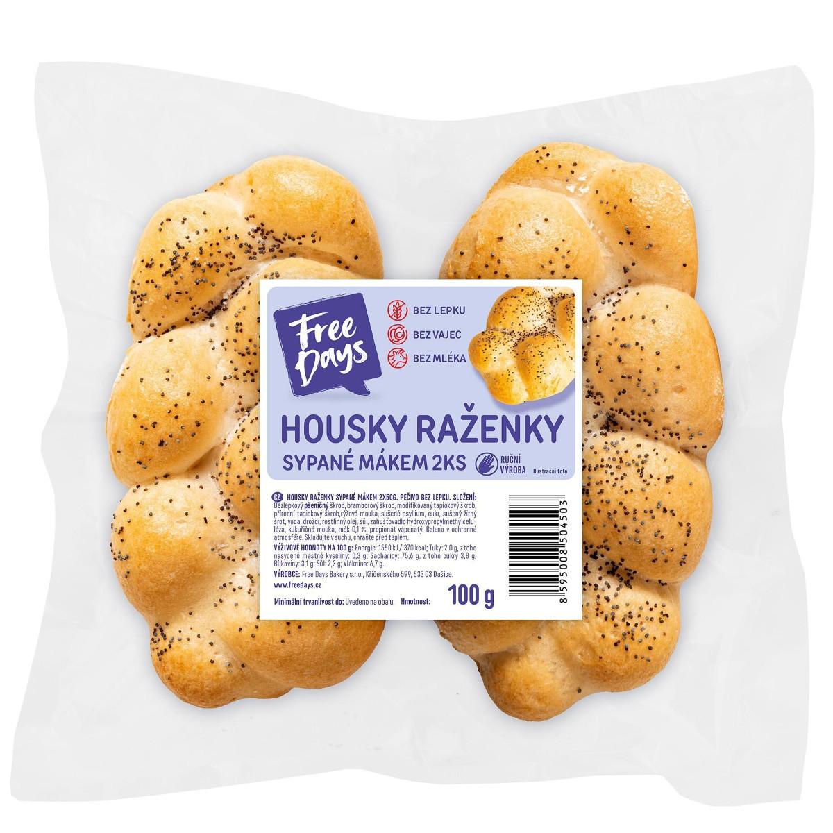 FreeDays housky raženky sypané mákem, 100 g