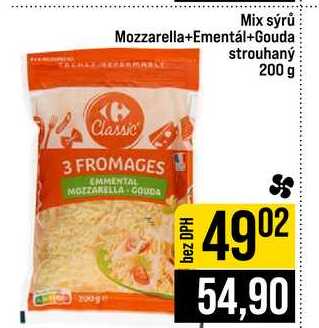 Mix sýrů Mozzarella+Ementál+Gouda strouhaný 200 g