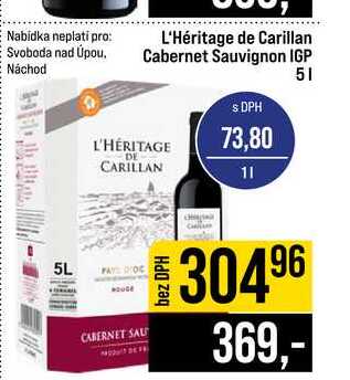 L'Héritage de Carillan Cabernet Sauvignon IGP 5l