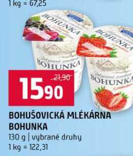 BOHUŠOVICKÁ MLÉKÁRNA BOHUNKA 130 g vybrané druhy
