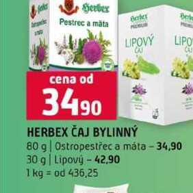 HERBEX ČAJ BYLINNÝ 80 g Ostropestřec a máta 30 g Lipový