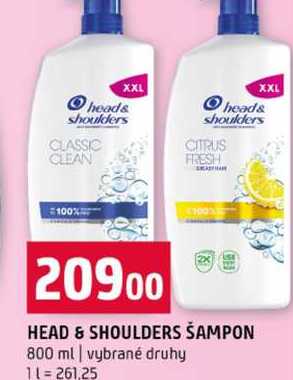 HEAD & SHOULDERS ŠAMPON 800 ml vybrané druhy