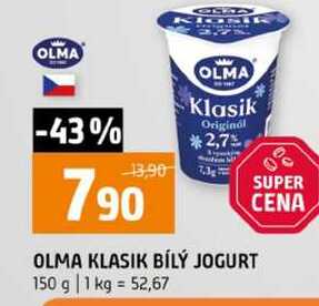 OLMA KLASIK BÍLÝ JOGURT 150 g