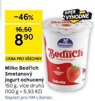 Milko Bedřich Smetanový jogurt ochucený, 150 g, více druhů