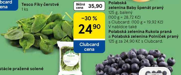 Polabská zelenina Baby špenát praný, 125 g