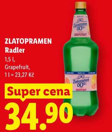 ZLATOPRAMEN Radler, GRAPEFRUIT 1,5l