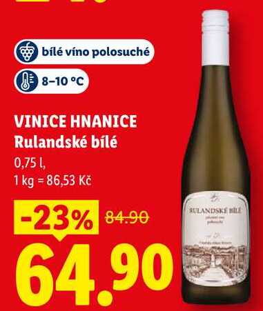 VINICE HNANICE Rulandské bílé, 0,75 l