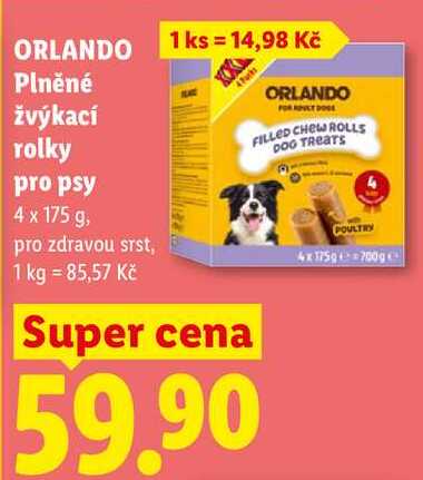 ORLANDO Plněné žvýkací FILLED rolky pro psy, 4 x 175 g
