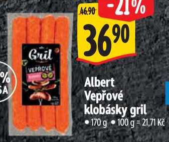 Albert Vepřové klobásky gril, 170 g 