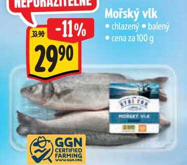 Mořský vlk, cena za 100 g