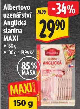 Albertovo uzenářství Anglická slanina MAXI, 150 g