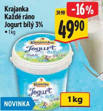 Krajanka Každé ráno Jogurt bílý 3%, 1 kg