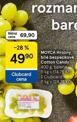 MOYCA Hrozny bílé bezpeckové Cotton Candy, 400 g 