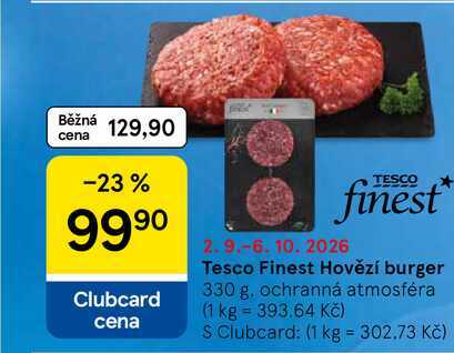 Tesco Finest Hovězí burger, 330 g 