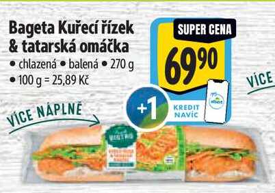 Bageta Kuřecí řízek & tatarská omáčka, 270 g