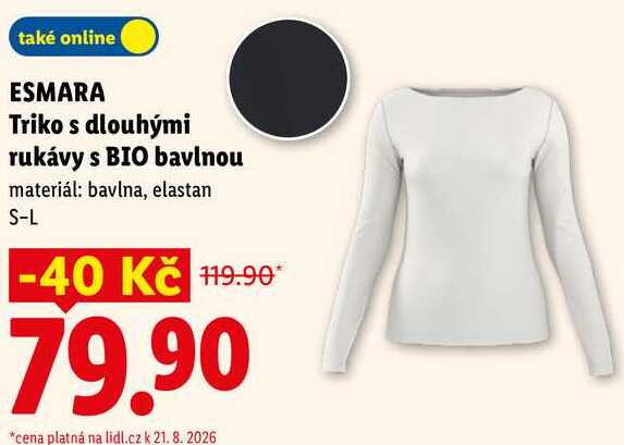 ESMARA Triko s dlouhými rukávy s BIO bavlnou