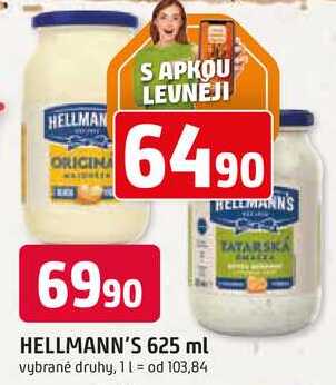Hellmann's Tatarská omáčka, Majonéza 625ml, vybrané druhy