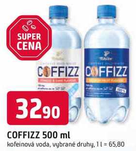 COFFIZZ 500 ml kofeinová voda, vybrané druhy