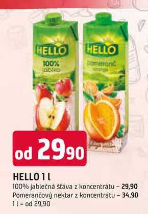 HELLO 1l 100% jablečná šťáva z koncentrátu