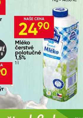 Kunín Mléko čerstvé polotučné 1,5% 1l