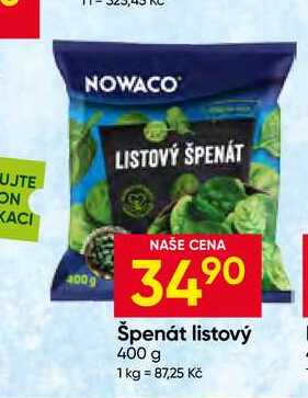 NOWACO Špenát listový 400 g