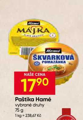Hamé paštika 75g, různé druhy