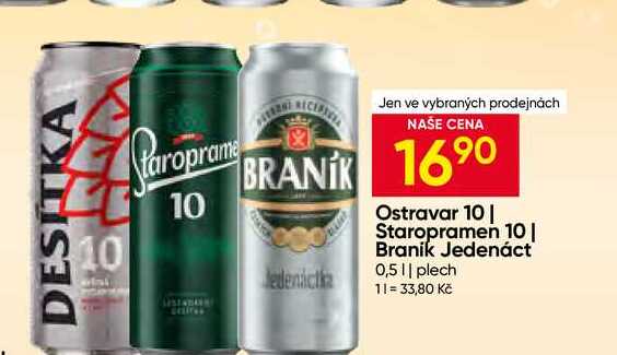 Braník Jedenáctka pivo ležák světlý 0,5l plechovka