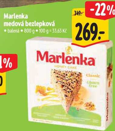 Marlenka medová bezlepková, 800 g