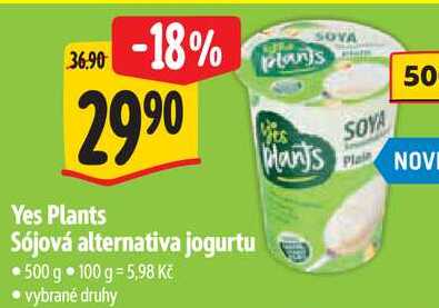 Yes Plants Sójová alternativa jogurtu, 500 g