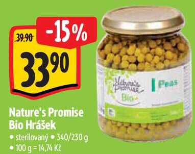 Nature's Promise Bio Hrášek, 340/230 g