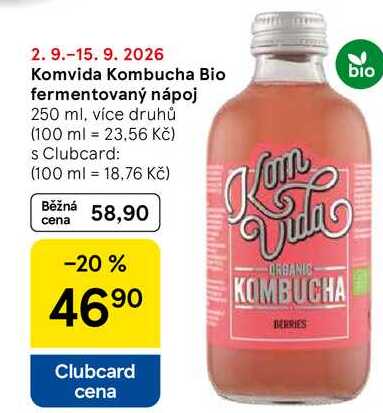 Komvida Kombucha Bio fermentovaný nápoj, 250 ml, více druhů