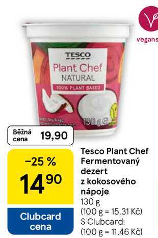 Tesco Plant Chef Fermentovaný dezert z kokosového nápoje, 130 g