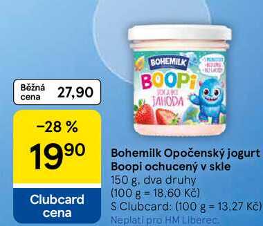 Bohemilk Opočenský jogurt Boopi ochucený v skle, 150 g, dva druhy