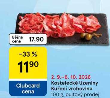Kostelecké Uzeniny Kuřecí vrchovina, 100 g