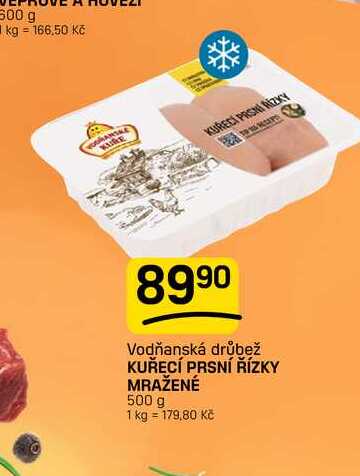 KUŘECÍ PRSNÍ ŘÍZKY MRAŽENÉ 500 g 