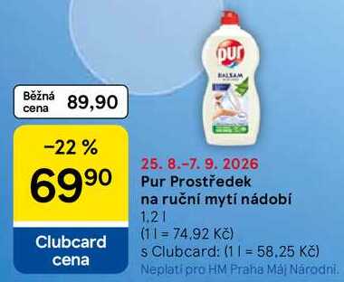 Pur Prostředek na ruční mytí nádobí, 1.2 l