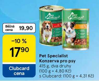 Pet Specialist Konzerva pro psy, 415 g, dva druhy